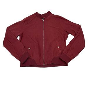 IRIS los angeles Maroon Soft Lightweight Bomber Jacket Size L
